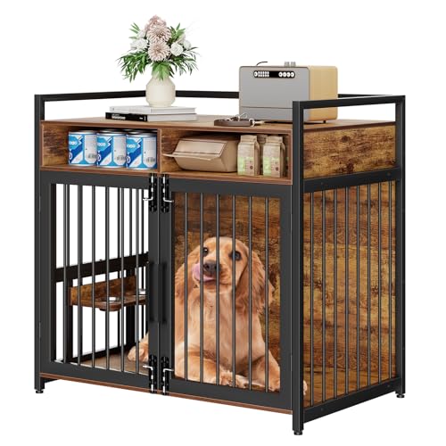 48 in Wooden Dog Crate Furniture with 2 Drawers Storage, view 8