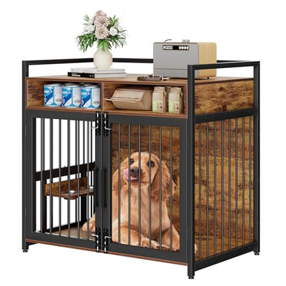 48 in Wooden Dog Crate Furniture with 2 Drawers Storage, view 8