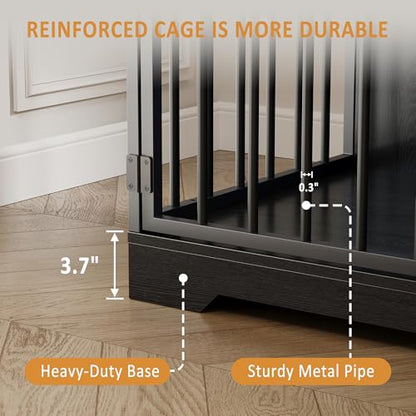 Dog Crate Furniture for Medium Small Dogs with Storage, Black, view 7