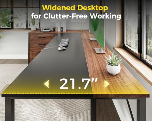 61" L Shaped Office Desk with Wood Drawers & Lockable File Cabinet, Reversible 21.7" D Corner Computer Desk with Built-in Power Outlets, Executive Desk for Home Office, Walnut