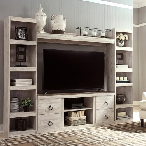 Signature Design by Ashley Willowton 4-Piece TV Entertainment Center, White, view 3