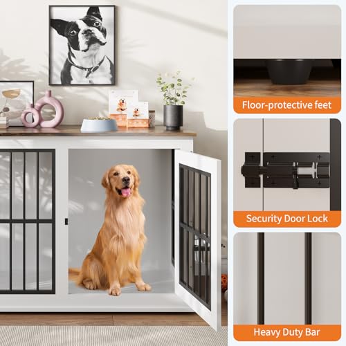 40'' Wooden Dog Crate Furniture, Liftable Top Escape Proof Pet House, view 4