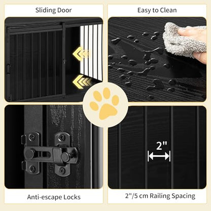39.3" L Dog Crate Furniture Indoor Dog Kennel with Barn Door, view 6