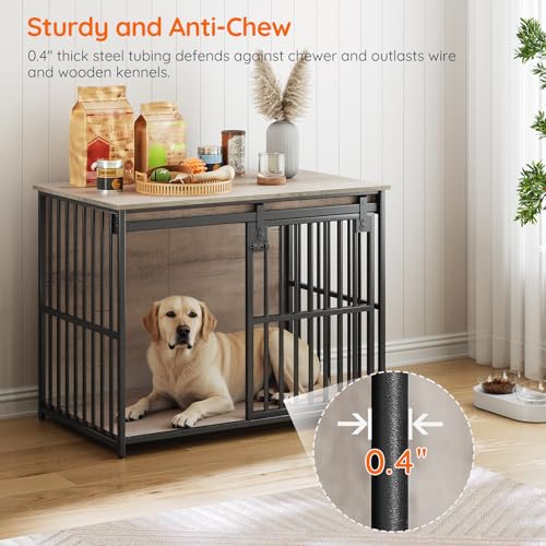 Dog Crate Furniture, 36.6" Heavy Duty Dog Kennel with Sliding Barn Door, view 3