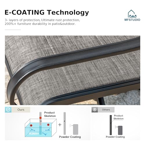 Swivel Patio Dining Chairs Set of 4, Outdoor Dining Chairs with Padded Textilene Fabric & Sturdy Metal Frame, All Weather Outdoor Sling Furniture Chairs for Deck, Backyard, Garden and Lawn