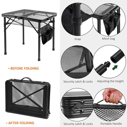 Folding Picnic Table for Grill Outdoor Camping Table with Portable Mesh Bag, Compact & Foldable for Easy Storage - Great for Picnic, Garden, Patio, Dining, BBQ, Party, Market 2Ft