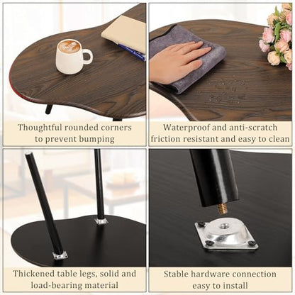 Modern Coffee Tables for Living Room Cloud Shape Center Table Industrial Irregular Wood Grain Table Top Coffee Table, Rustic Brown Unique Furniture for Living Room Home