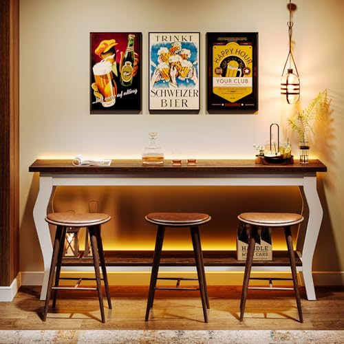 Tribesigns 70.9 Inches Extra Long Sofa Table Behind Couch, Vintage Console Entry Table with 2-Tier Storage for Hallway, Entryway, Living Room, White & Brown