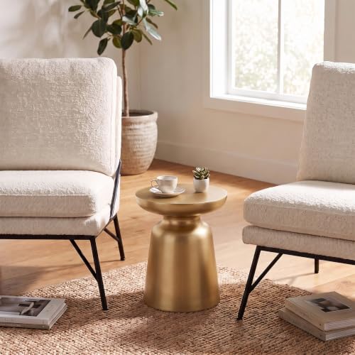 Toby 17" Wide Drum Iron Table in Gold, view 5