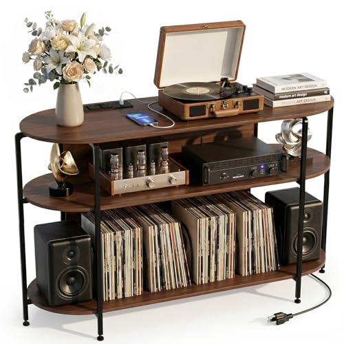 Vinyl Record Player Stand with Power Outlets, view 2