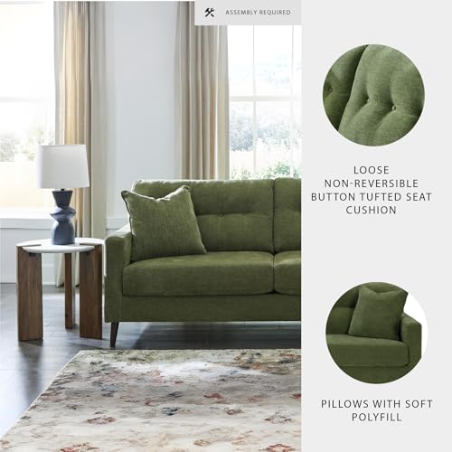 Signature Design by Ashley Bixler Sofa, No Assembly Required, Olive Green Chenille Upholstered 3-Seater Couch, Anti-Sag Platform Foundation, Button-Tufted Back, Living Room Furniture, 79 Inches
