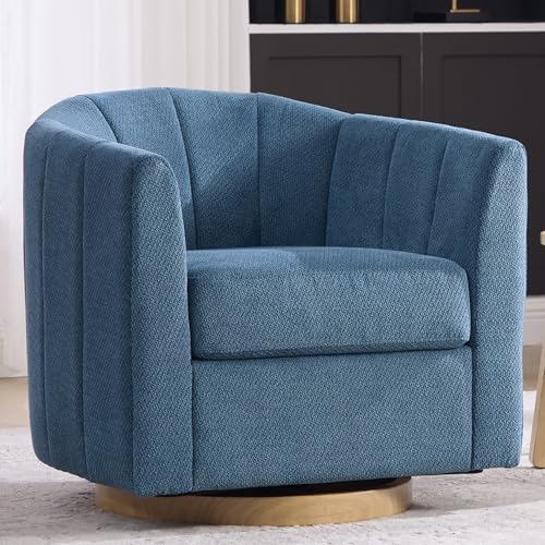 Swivel Barrel Chair Set of 2, 360 Degree Round Swivel Accent Chair for Living Room, Mid Century Modern Upholstered Accent Chair,Comfy Tufted Sofa Armchairs for Bedroom,Nursery,Chenille, Blue