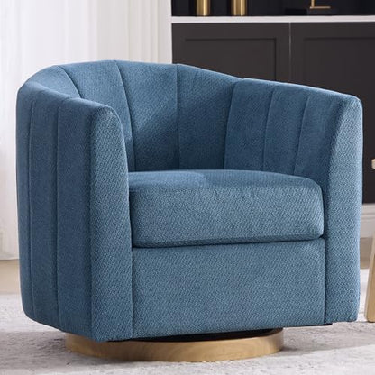 Swivel Barrel Chair Set of 2, 360 Degree Round Swivel Accent Chair for Living Room, Mid Century Modern Upholstered Accent Chair,Comfy Tufted Sofa Armchairs for Bedroom,Nursery,Chenille, Blue