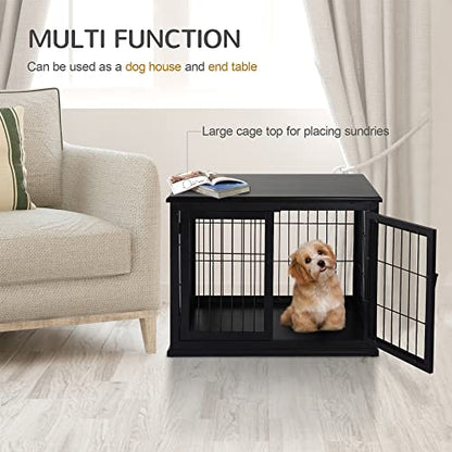 Dog Crate Furniture, Small Dog Cage End Table with Two Opening Sides, view 5