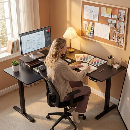 63 x 47 Inch L Shaped Standing Desk with 2 Preset Heights, view 3