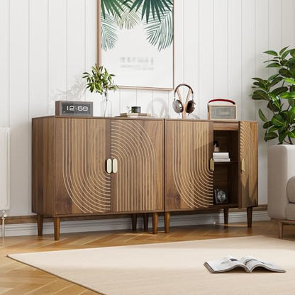 Sideboard Buffet Cabinet with Storage,Sideboard Buffet with Doors and Adjustable Shelf,Wooden Storage Cabinet, 31.3”W x 15.0”D x 30.6”H (Walnut)