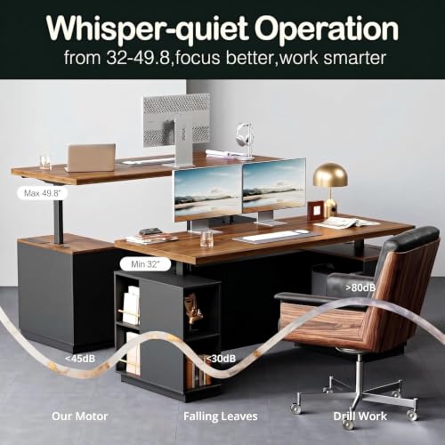 71" Executive Standing Desk with Privacy Panel, Black Walnut, view 7