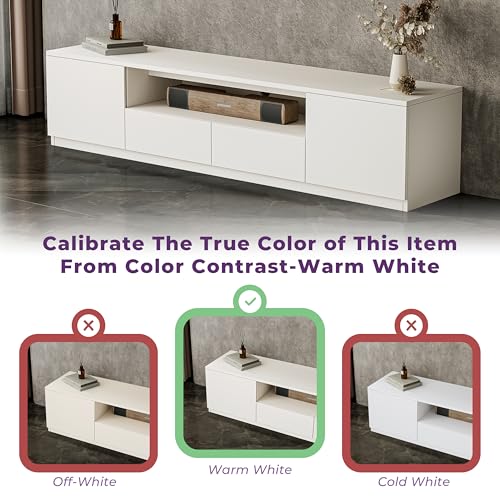 126" White Modern Entertainment Center with Bookshelves for 75 inch TVs, view 6