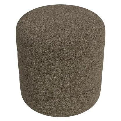 18" Round Ottoman - Dark Brown Boucle