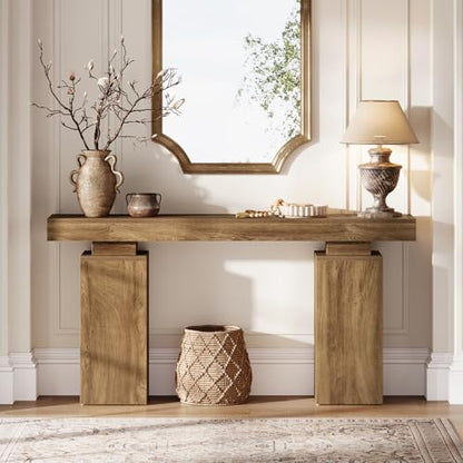 Tribesigns 63-Inch Long Console Table, Farmhouse Entryway Table Behind Couch, Wooden Foyer Stand Entry Station, Modern Hallway Accent Furniture for Living Room Decor, Entrance, Natural Wood Finish