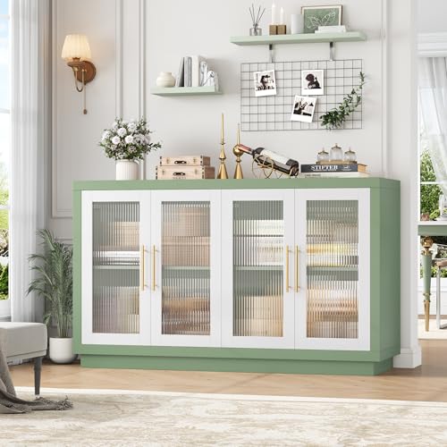 Buffet Cabinet with Storage, Kitchen Cabinet with 4 Glass Doors, view 5