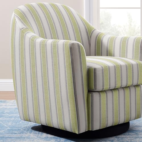 Swivel Accent Chair, Swivel Barrel Chair Modern Upholstered Round Armchair, Comfy Club Reading Chairs for Adults, Reading Accent Chairs for Living Room, Bedroom, Office (Green Stripe)