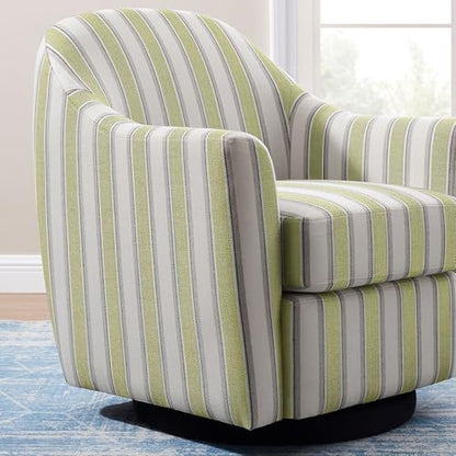 Swivel Accent Chair, Swivel Barrel Chair Modern Upholstered Round Armchair, Comfy Club Reading Chairs for Adults, Reading Accent Chairs for Living Room, Bedroom, Office (Green Stripe)