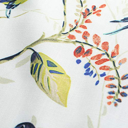 Bird Print Tier Curtains for Living Room, 30 x 36, 2 Panels, Blue