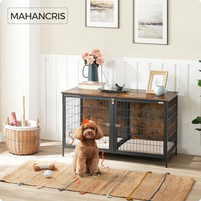 Dog Crate Furniture for 2 Dogs, 43.3" Dog Kennel with Removable Divider, view 4