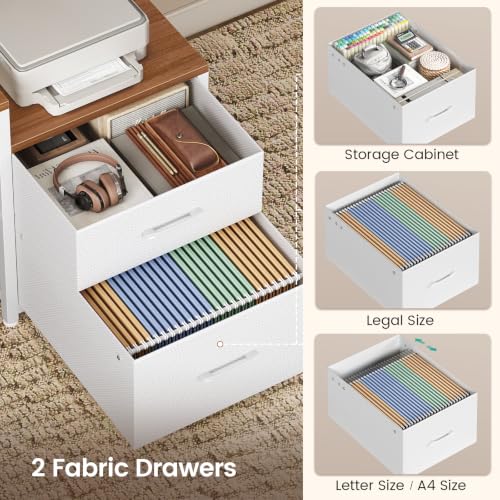 L Shaped Office Desk with Drawers and Hutch, view 7