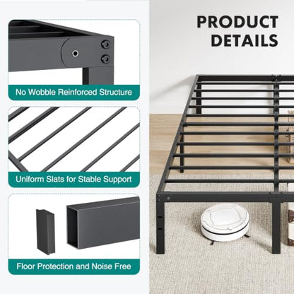 14In Metal Queen Bed Frame with Storage Space, 800LBS, view 7