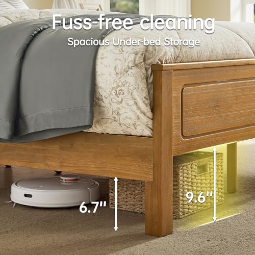 Solid Wood Queen Bed Frame with Headboard, view 5