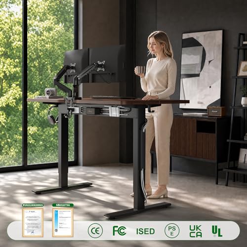 Electric Standing Desk with L-Shaped Crossbar & Cable Management System, view 4