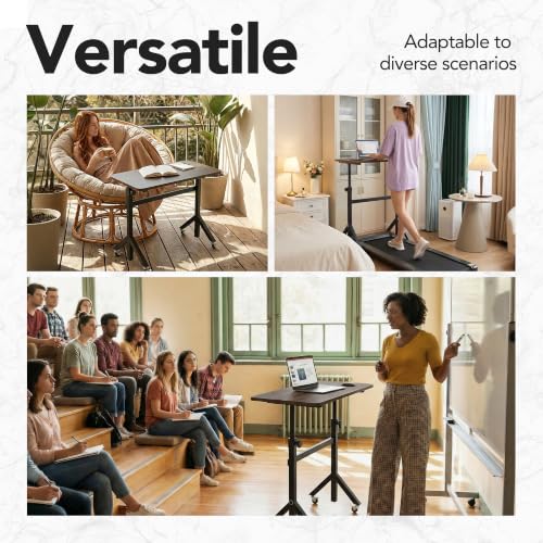 28-46" Small Standing Desk Adjustable Heigh, Mobile Stand Up Desk with Wheels, view 7