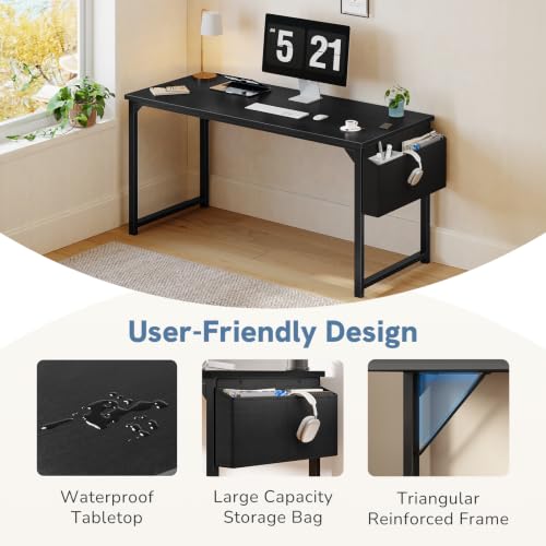 63" Computer Desk Home Office Desk, Gaming Desks, Black, view 7
