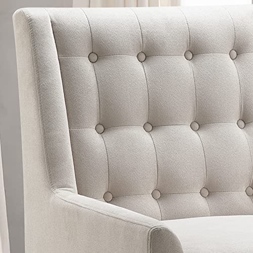 Accent Chair - Button Tufted Armchair for Living Room, Bedroom, Reading - Mid-Century Modern Lounge Chair Set - Natural