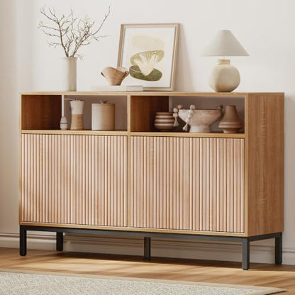 Sideboard Buffet Cabinet Storage, Modern Console Fluted Credenza, view 4