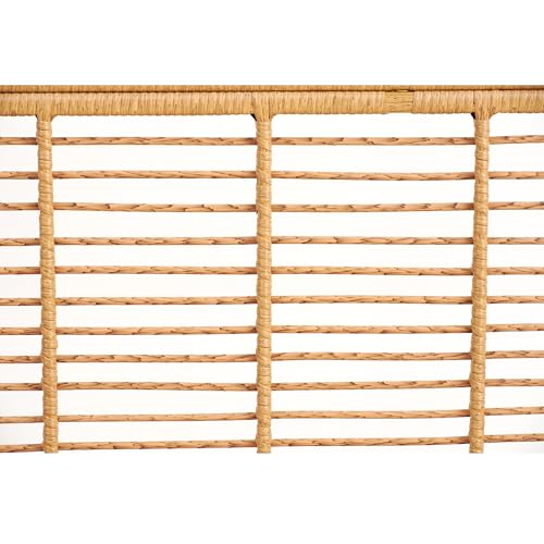 Boho Rattan California King Bed Frame with Headboard, Natural Finish, view 8