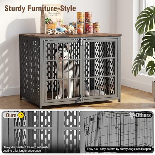 Heavy Duty 42 Inch Indestructible Furniture Dog Crate for High Anxiety Dogs, view 6