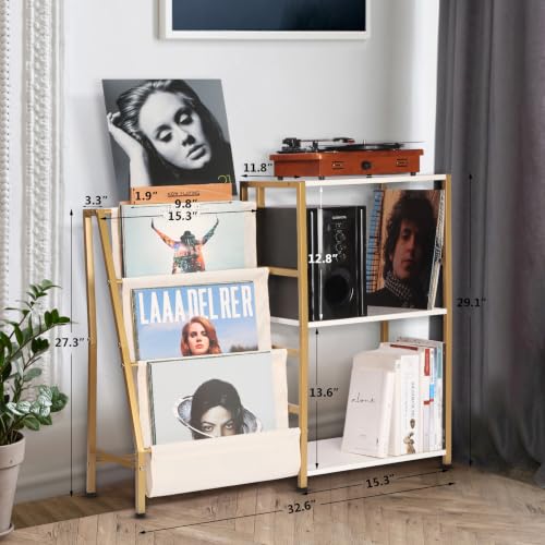 Stand for Record Player, 3 Tier Vinyl Record Storage with Now Playing Holder, view 6