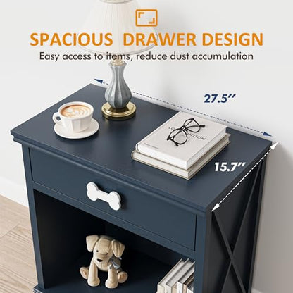Cat End Table, Dog Crate Table Hidden Litter Box Enclosure with Drawer, view 4