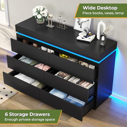 Modern 6 Drawer Dresser with Sliding Desktop, view 4