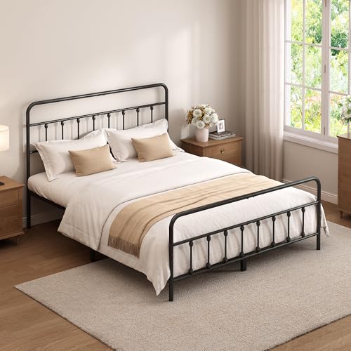 Full Size Metal Bed Frame with Headboard and Footboard,Black, view 6