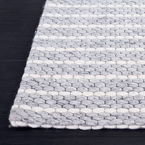 SAFAVIEH Area Rug 8x10 - Marbella Collection - Large - Grey & Ivory, Handmade Wool, Fringe Detail, Ideal for Living Room, Bedroom, Office, Dining Space (MRB207F)