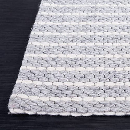 SAFAVIEH Area Rug 8x10 - Marbella Collection - Large - Grey & Ivory, Handmade Wool, Fringe Detail, Ideal for Living Room, Bedroom, Office, Dining Space (MRB207F)