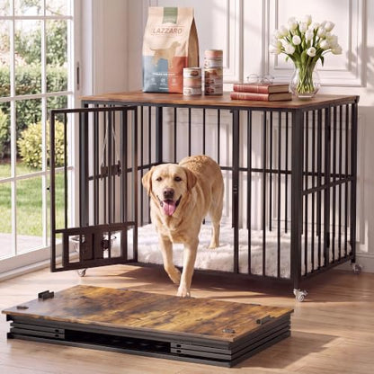 43” Foldable Dog Crate Furniture, Dog Kennel for Large Dogs, XL, view 2