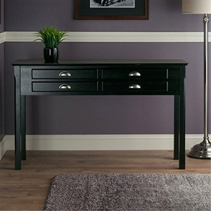 Wood Timber Console Table - Contemporary Design, Black Finish, 4 Storage Drawers, Entryway Furniture, Easy Assembly - 47.6" W x 15.7" D x 29.1" H