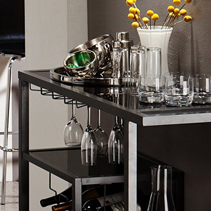 Holly & Martin Zephs Bar Cart - Grey - Iron Metal & Tempered Glass - Modern Design - Ideal for Living Rooms, Dining Rooms, Home Bars, 40" W x 16" D x 37.5" H (HZ8810)