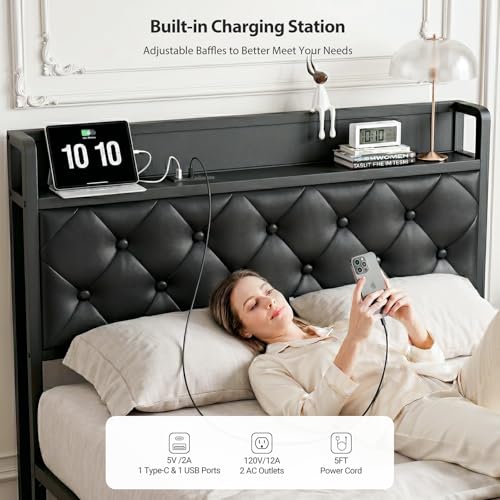 LED Bed Frame with Storage, view 4