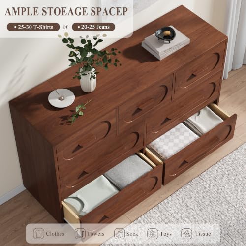 47" 7 Drawer Dresser for Bedroom, Walnut, view 4